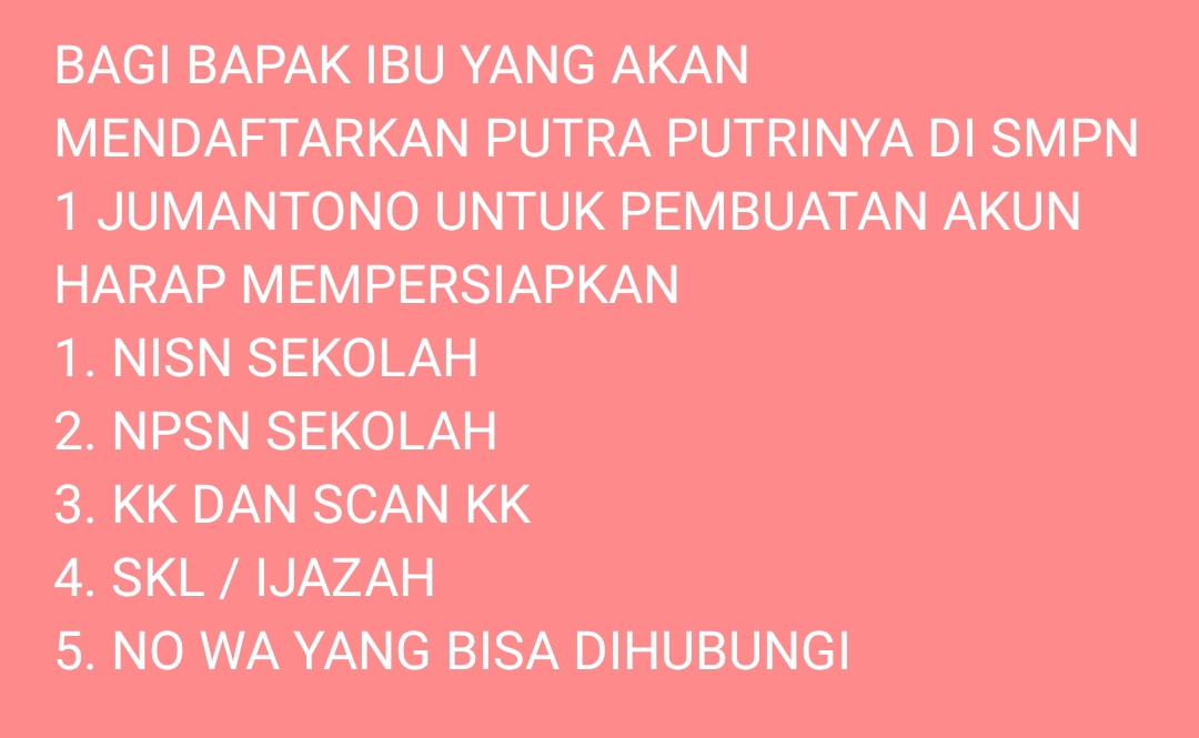 Berkas yang disiapkan untuk pembuatan akun